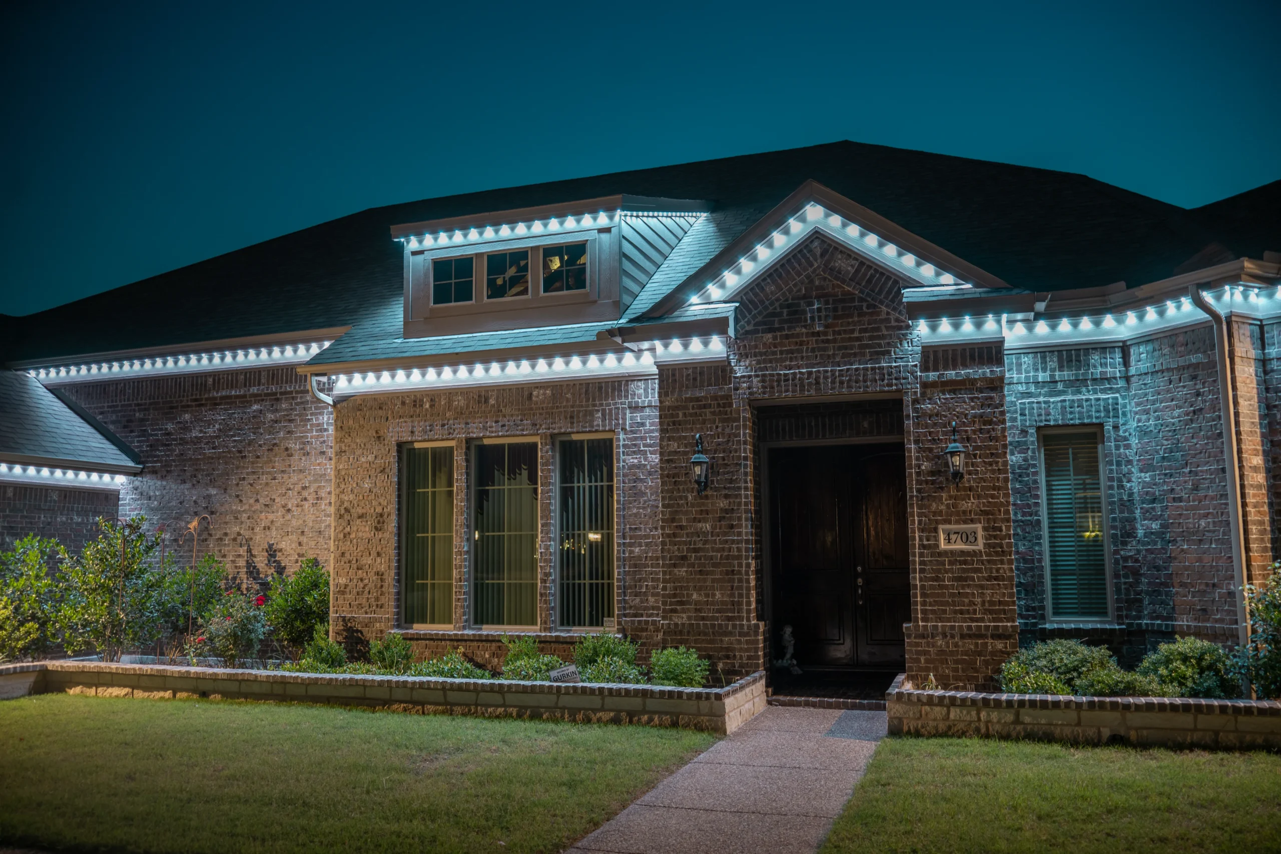 Accent lighting highlighting landscaping