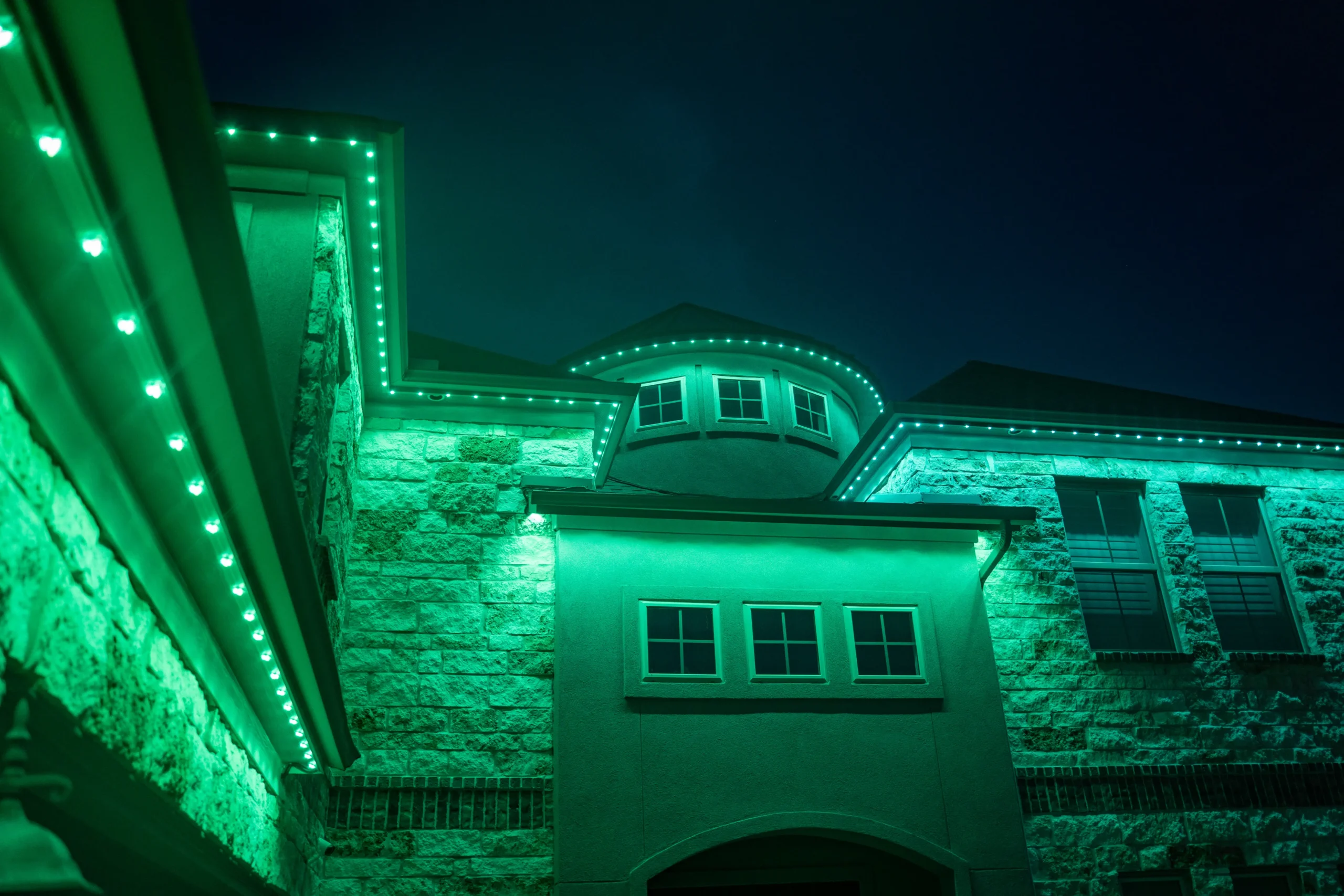 Gameday lighting in vibrant team colors