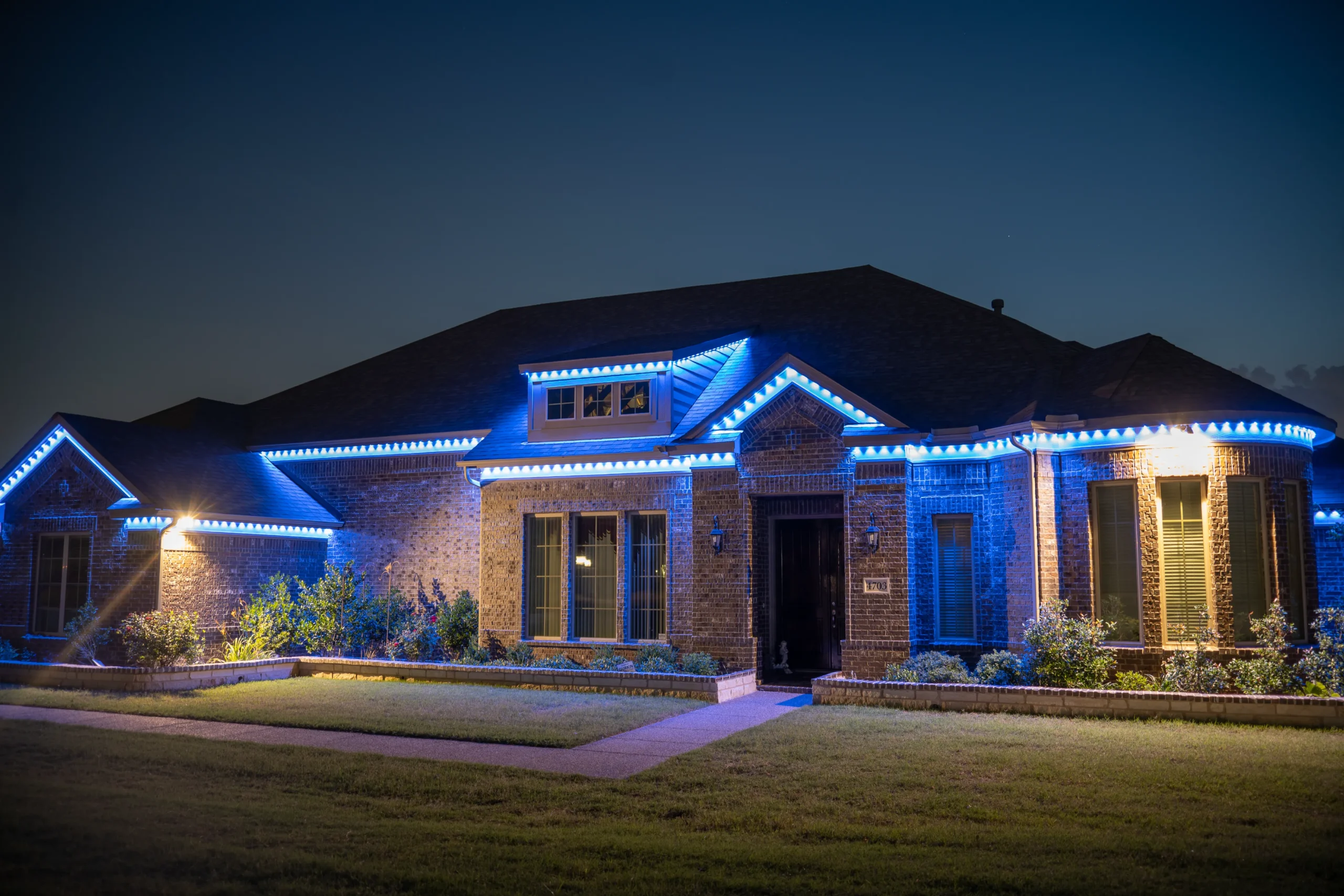 Gameday lighting for home exterior