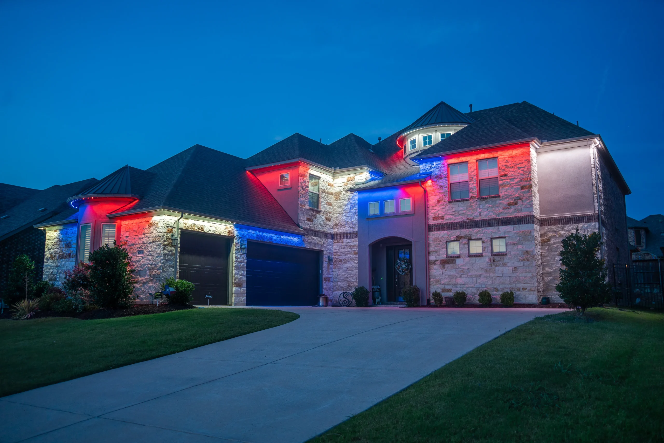 Festive holiday lighting installation